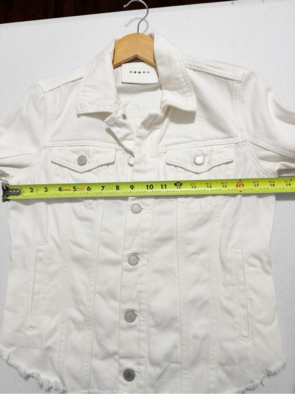 Blank NYC Frayed Hem White Denim Jean Jacket Small - Picture 9 of 12